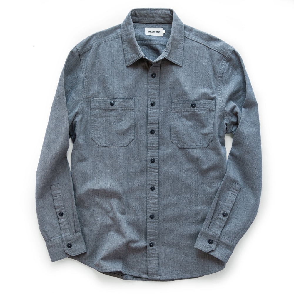 Taylor Stitch Utility Shirt Slate Broken Herringbone Men's Size 36 XS